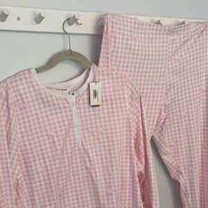 Roller Rabbit Pajama Set Pink Checker Elephant, New With Tag, Cotton. Size L.